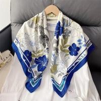 ราคา ผ้าพันคอผ้าไหมซาตินโพลีเอสเตอร์สำหรับผู้หญิงขนาด90 90ซม ผ้าคลุมไหล่ฮิญาบพิมพ์ลายดอกไม้ผ้าพันคอสี่ฤดู (21170508520)