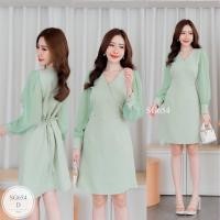 ราคา SG654 เดรสไขว้หน้าแขนชีฟองแต่งกระดุม มีเชือกผูกเอว งานมาใหม่ ดีเทลเรียบหรู ดูแพงสุดๆ จะใส่ออกงาน ทำงาน งานบุญ ชุดเดียวเอาอยู่ ชุดทำงาน ผ้าบาร์บี้ อก 34 38 เอว 28 32 สะโพก 40 ยาว 35 สี ชมพู เขียว ขาว ด