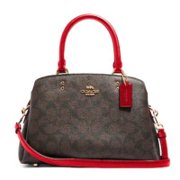 ราคา กระเป๋าถือ COACH แท้ ทรงถัง รุ่นใหม่ ใบเล็ก 10 นิ้ว ไซส์หายาก สายหนังแท้ สีสวย COACH 91494 MINI LILLIE CARRYALL IN SIGNATURE COATED CANVAS (11863551932)