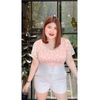 ราคา 691 Rเสื้อสาวอวบสาวพลัสไซส์ ผ้าซีทรูดอกไม้ รุ่นสม็อค อก38 48 (19908196886)