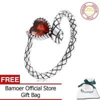 ราคา BAMOER แหวนเงินแท้925แหวนรักงูโบราณสำหรับผู้หญิงลายงูหินสีแดงแหวนเงินเย็นเครื่องประดับของขวัญ SCR781 (11524665431)