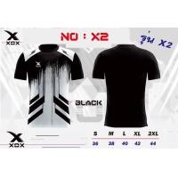 ราคา เสื้อกีฬา เสื้อบอล xox x2 รุ่นใหม่สุด เสื้อกีฬาสีดำ แขนสั้น คอวี สวยสุดๆ ใส่สบาย ไม่ต้องรีด ใส่วิ่ง ใส่ออกกำลัง (17218589265)