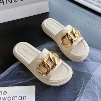 ราคา รองเท้าส้นสูง รองเท้าส้นสูงแบบสวมแต่โซ่ ทรงสวย หนังนิ่ม สูง1นิ้ว HZFWS2502 (18782205641)