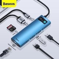 ราคา Baseus อะแดปเตอร์แปลง USB C HUB 8 In 1อะแดปเตอร์ USB C เป็น Type C ฮับ USB 3 0 HUB SD TF เครื่องอ่าน PD 100W USB C HUB สำหรับ MacBook Pro Air HUB (10162834308)