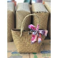 ราคา กระเป๋าสานกระจูดผูกโบว์ พันหูหลายขนาด น่ารักเก๋ๆ โบว์คละลาย (15334347953)