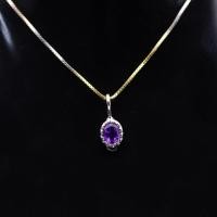 ราคา จี้พลอยอเมทิสต์ธรรมชาติ Natural Amethyst พร้อยสร้อยคอ ตัวเรือนเงินแท้92 5 ชุบทองคำขาว สินค้ามีใบรับประกัน (21080531676)
