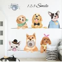 ราคา สติ๊กเกอร์ติดผนัง แต่งห้องเด็ก สติ๊กเกอร์การ์ตูน สติ๊กเกอร์หมา กล้องเด็ก วอลเปเปอร์ติดผนัง ลายหมา M07100 (17369206074)