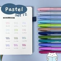 ราคา ปากกาพู่กัน Pentel Sign Pen Set 6 12 ด้าม Fude Touch Brush หัวบรัช บูโจ Calligraphy Bullet Journal Bujo Pen by mimisplan (18312337657)