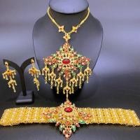 ราคา Vintage jewelry ชุดเครื่องประดับโบราณ ชุดไทยสีทองลงยา ครบเซทพลอยแดง (21114700312)