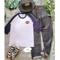 ราคา แขนสโลปเสื้อทูโทน กางเกงยีนส์ ทรงกระบอก สุดคุ้มพร้อมส่ง (15826110738)