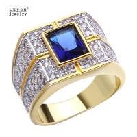 ราคา Lkyou แฟชั่นผู้ชายเพชรเต็มเที่ยงคืนบลูแซฟไฟร์แหวนทองเครื่องประดับแฟชั่น (1151136083)