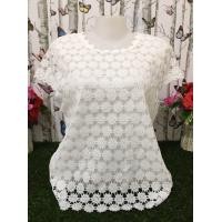 ราคา เสื้อลูกไม้แขนกุด เสื้อลูกไม้ เสื้อแขนกุด เสื้อสีสวย เสื้อใส่เที่ยว เสื้อออกงาน รุ่น4200ลายห้าดาว 4200ขาว (17363372658)