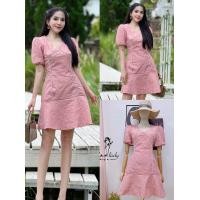 ราคา พร้อมส่ง S 4XL GANNIESHOP A63 dress เดรส มินิเดรส เดรสสั้น เดรสคอวีลูกไม้ผ้านูน เดรสสีม่วง เดรสสีชมพู เดรสสาวอวบ เดรสน่ารักๆ ใส่ได้ทุกโอกาส เดรส (16203873714)
