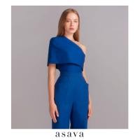 ราคา asava aw23 Asava One shoulder Cape Blouse เสื้อผู้หญิง ไหล่เดียว แขนเคป แต่งหนุนหัวไหล่ ซิปข้าง (20887344672)