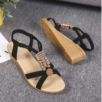 ราคา พร้อมส่ง รองเท้าแตะรัดส้นหนังนิ่มดอกไม้ (17713741576)