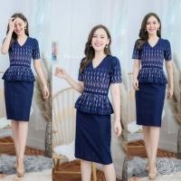 ราคา SALE Kety Smile เดรสผ้ามัดหมี่พิมพ์ลาย ระบายเอว กระดุมปั๊ม อัดกาวทั้งชุด S 2XL N306 (20539876968)