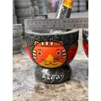 ราคา ครกหินแท้ ครกหิน ครกอ่างศิลา ขนาด5นิ้ว พร้อมสาก ลายแมว ราคาต่อ1ใบ มีแมวให้เลือก3สี (20447116412)