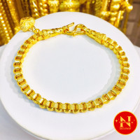 ราคา สร้อยข้อมือทองลายทาโร่ทับลาย น้ำหนัก 1 บาท ทองหุ้ม ทองชุบ สวยเสมือนจริง นพคุณห้างทอง (19325945507)