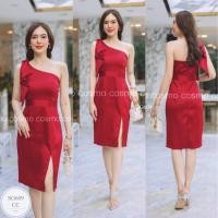 ราคา ML609 เดรสไหล่เบี่ยง งานสวยมากจ้า ใส่ออกงาน ชุดออกงาน ชุดราตรี แพทเทิลเป้ะ มีซิปหลังยืดสม็อกหลัง ผ้าซาร่าเงา ฟรีไซส์ อก 30 34 เอว 24 28 สะโพก 34 38 ความยาว39 สี ชมพู เขียวมิ้นท์ เทา น้ำตาล แดงเลือดหมู
