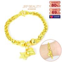 ราคา สร้อยข้อมือทอง ลายถักเปียคั่นโอ่ง ห้อยหัวใจสลับดาว น้ำหนัก 1บาท มีขนาดความยาวให้เลือก สินค้าขายดีพร้อมส่ง ชุบทอง 96 5 (757988828)