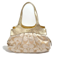 ราคา กระเป๋าถือ COACH แท้ กระเป๋าผ้าลาย Signature สายหนังเมทัลลิค ถือได้ สะพายขึ้นไหล่สวย ใบใหญ่ ช่องเยอะ COACH 16314 SIGNATURE LEXI HOBO SATCHEL BAG Gold (12065635164)