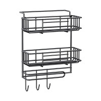 ราคา ชั้นวางของในตู้เย็น Liliar ชั้นแขวนตู้เย็นชั้นวางเครื่องปรุงไม่เจาะชั้นวางของในห้องครัวโลหะพร้อมความจุมาก (20392365014)