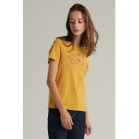 ราคา Mc jeans เสื้อยืดแขนสั้นผู้หญิง คอกลม สีเหลืองมัสตาร์ด MTSZB16 (20615582547)