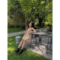 ราคา ? ? ? ? ? ? ต้องตา มินิเดรสผูกโบว์ไหล่ จีบอกผ้าฝ้าย สไตล์มินิมอล สาวหวาน (20478784700)