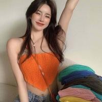 ราคา เสื้อเกาะอกไหมพรมถัก เกาะอกทรงสามเหลี่ยม สายผูกหลัง สีสันสดใส (15504367867)