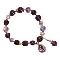 ราคา Energy Natural Amethyst Bracelet Healing Quartz Purple Bracelet Bangle Male Cure Stretch Yoga Relief Stone Crystal Women Jewelry I6C9 (19969264646)