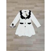 ราคา Ticha พร้อมส่ง 2XL เดรสสีขาว แขนยาว เดรสสั้น คอบัวสีดำ สาวอวบ (21139602653)
