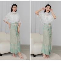 ราคา อัพเดตผ้าถุงผ้าฝ้าย ผ้าถุงกึ่งสำเร็จติดตะขอทรง จีบหน้านางเป็นผ้าฝ้ายทอเครื่องทอแน่นลายสวยคมชัด Cotton Embroidery Thai Style Sinh พร้อมส่ง 4สี ส้ม ชมพู เขียว กรม วิธีการใส่ ใส่แบบพันรอบเอวฟรีไซส์เลื่อ 