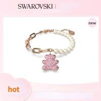 ราคา สร้อยข้อมือไข่มุก สวารอฟสกี้ ตุ๊กตาหมี แบบใหม่ สร้อยข้อมือพื้นผิวระดับไฮเอนด์ สร้อยข้อมือสตรี คริสตัลสีชมพูสีเขียว New Swarovski Teddy Bears Pearl Bracelet niche design high end feel bracelet womens b