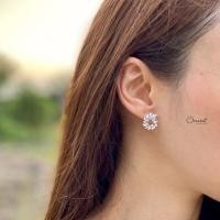 ราคา Fred earrings ต่างหูแบบติดหู งานชุบทองคำขาว เพชร CZ (16300641608)