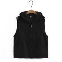 ราคา มีไซส์ใหญ่ Plus Size XL 4XL Womens Hooded Spring Autumn Vests Solid Color Zip Up Female Outerwear with Pockets (19923452977)