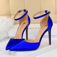 ราคา Summer Women 10cm High Heels Sandals Lady Wedding Bridal Scarpins Silk Heels Fetish Pumps Blue Green Pink Strappy Fashion Shoes (20032313211)