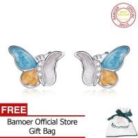 ราคา BAMOER ต่างหูผีเสื้อเคลือบเงินแท้925สามสีต่างหูเพทายรูปสัตว์สำหรับเครื่องประดับแฟชั่นผู้หญิง SCE1156 (8350741247)