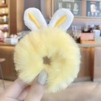 ราคา ยางรัดผมเด็กผญ ยางรัดผมโดนัทติดหูกระต่าย ยางรัดผมประดับขนนุ่ม สีพาสเทล หวาน ยางมัดผม ACFUNY (21168664344)
