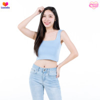 ราคา ChobCrop เสื้อกล้ามครอป คอเหลี่ยม ผ้าเรย่อน 2 ชั้น ผ้ายืดมาก แขนกุด เอวลอย Rayon 002 (18494680907)