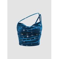 ราคา Cider Velvet Asymmetrical Neck Ruched Star Crop Cami Top เสื้อครอปสายเดี่ยวผู้หญิง เสื้อสายเดี่ยวผ้ากำมะหยี่ สไตล์เซ็กซี่ (17388972011)