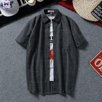 ราคา WAHID ฮ่องกงสไตล์ย้อนยุคชายเสื้อแขนสั้นเสื้อฤดูร้อนแฟชั่นเกาหลีเสื้อเชิ้ตแบรนด์เนม Harajuku BF สีดำเสื้อเชิ้ตลายสก๊อต Top (8197506675)