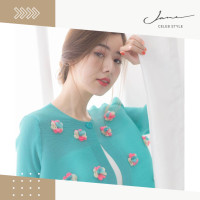 ราคา เสื้อคลุมพลีท เขียวมิ้นท์เมอเมดดอกชาแนล Jane celebstyle ของแท้100 เทียบสีจริงตรงตัวเลือกสินค้านะคะ (21132510935)