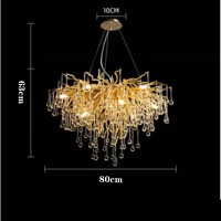 ราคา LRF Tri Color Gold Plated Luxury Chandelier Crystal Lamp Water Drop Dining Room Living Room Luxury Villa Crystal Chandelier (15929307957)