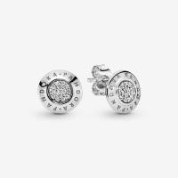 ราคา Classic 925 Sterling Silver Logo Stud Earrings Signature Zirconia Round Earring Jewelry For Women (21021069329)