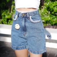 ราคา กางเกงยีนส์ขาสั้น แต่งขอบลูกไม้เอวและกระเป๋า (19499794561)