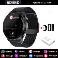 ราคา Blood Fat Uric Acid 2023 New Blood Glucose Monitor Health Smart Watch Men ECG PPG Blood Pressure Bluetooth Call Sport SmartWatch (20330753715)