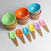 ราคา Mododo ถ้วยไอศครีมช้อนชามขนมพลาสติกเด็กบนโต๊ะอาหารน่ารัก DIY เครื่องมือไอศครีมของขวัญเด็กทนทาน1ชุด (9863368931)