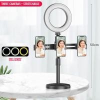 ราคา ขาตั้งไลฟ์สด ไฟLED วางโทรศัพท์สองเครื่อง พร้อมที่วางโทรศัพท์ครบชุด ขาตั้งไลฟ์สด ปรับได้ 3 สี รีโมตคอนโทรลสำหรับเซลฟี่ นำแหวนความงามแสง Tiktok สมอถ่ายภาพสดเติมแสงวงเล็บโทรศัพท์มือถือ (15512193234)
