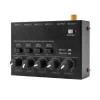 ราคา Ultra Low Noise 4 Channel Line Stereo Mixer 4 Input 1 Output DC 5V Portable Mini Audio Mixer Microphone Guitar Bass Keyboard Mixers For Club Bar Stage Studio (16031140406)