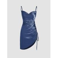 ราคา Cider Satin Ruched Cowl Neck Mini Dress เดรสสายเดี่ยวผู้หญิง เดรสผ้าซาติน เชือกรูดด้านข้าง เดรสออกงานผญ มินิเดรส สไตล์เซ็กซี่ (16832693093)